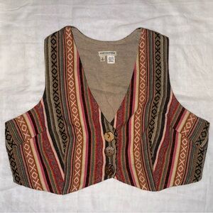 Earthbound Trading Co. Striped Boho  Cropped Cotton Western Vest Women’s Size L